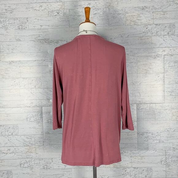 Autograph mauve suede 3/4 sleeve casual tunic blouse top casual - Picture 4 of 6